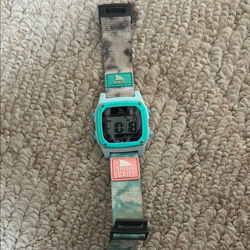 Shark Clip Digital Watch in Teal and Gray